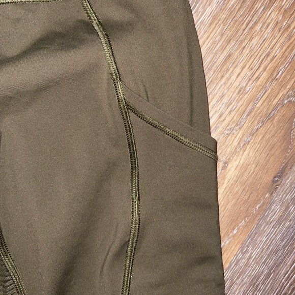 Lululemon Athletica Olive Green 23” Cropped Leggings with Pockets + Mesh Detail - Picture 2 of 6
